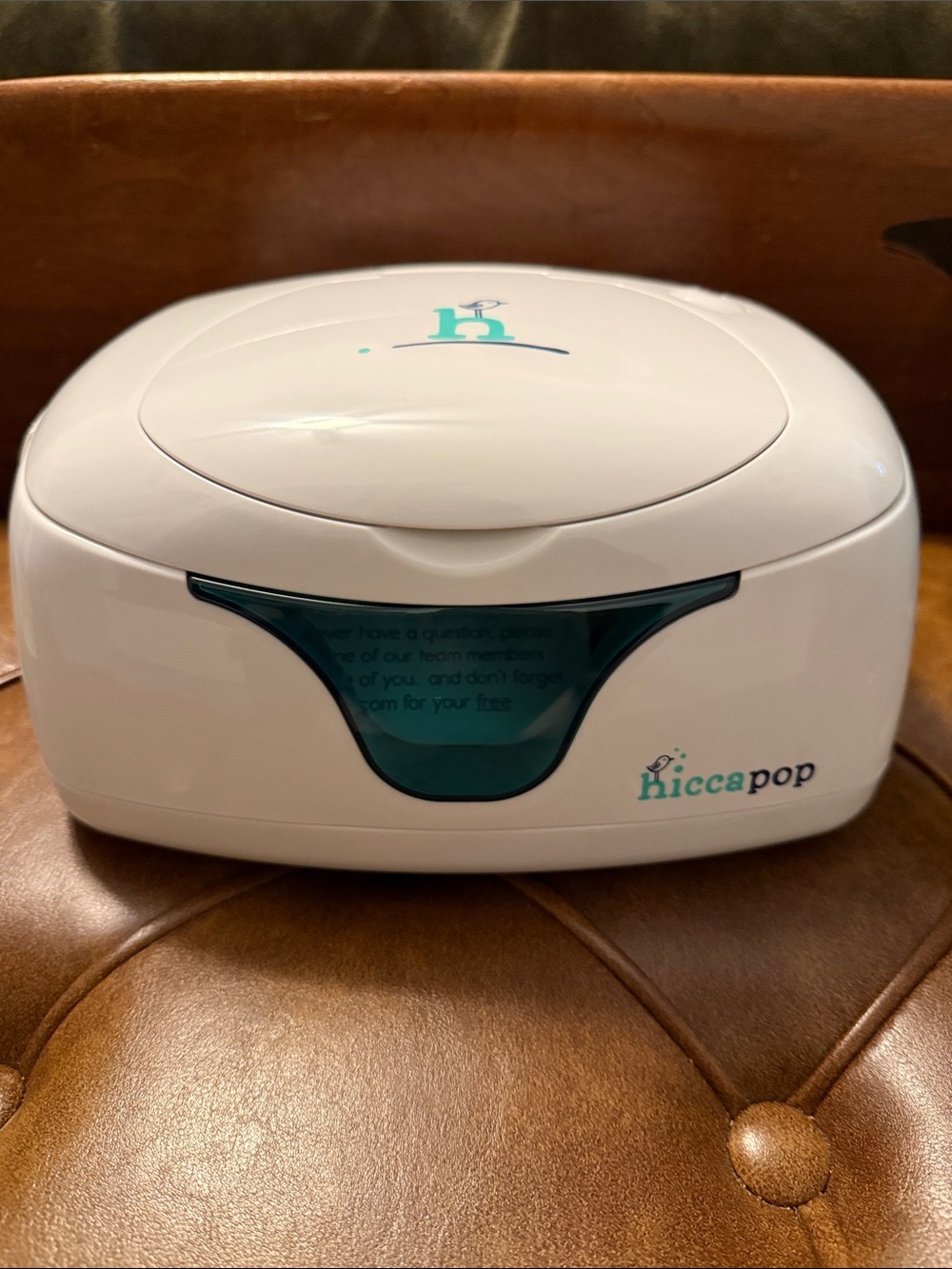 Hiccapop Baby Wipe Warmer in White with Teal Accent